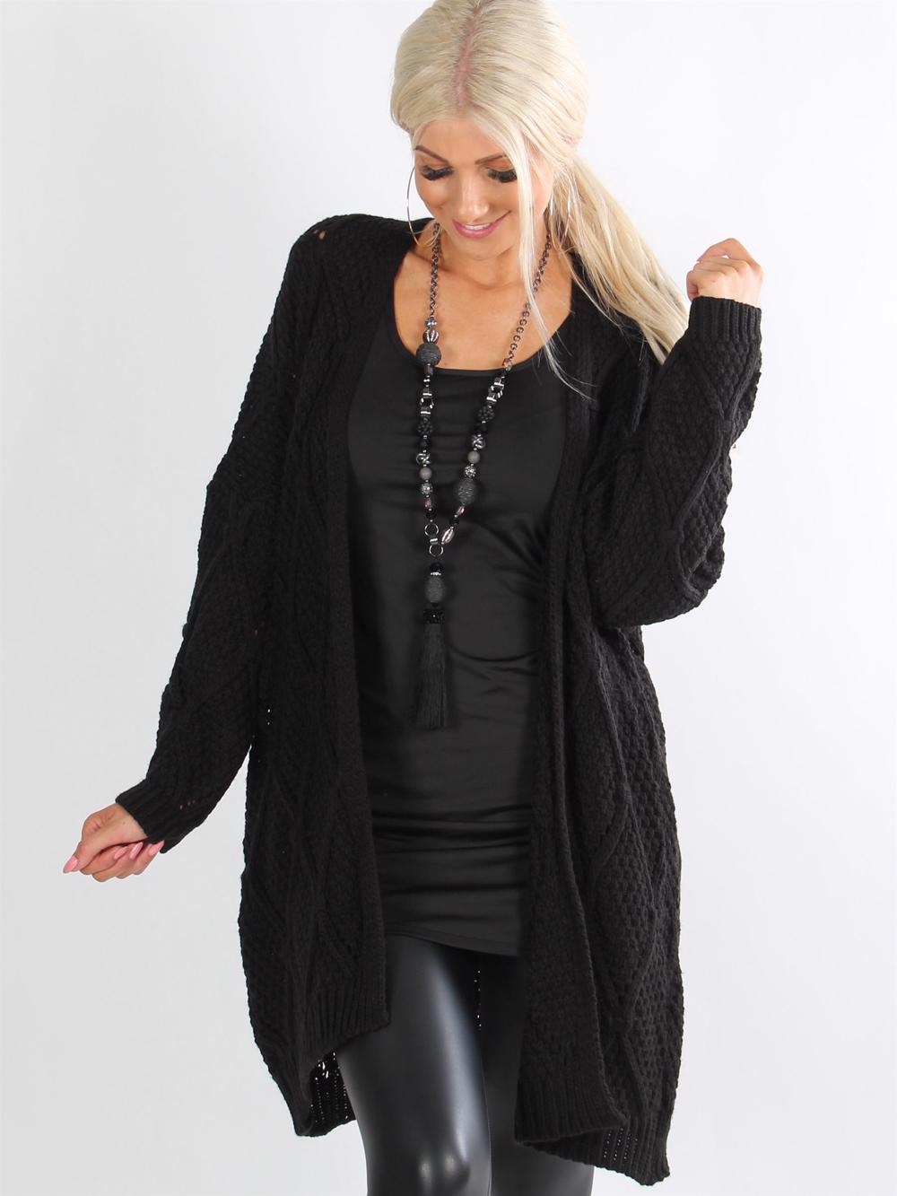 Merit - Armygrøn strikcardigan med harlekin mønster